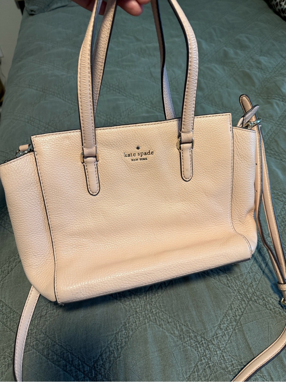 kate spade Pebbled Leather Shoulder Bag in Light Beige/pink nude